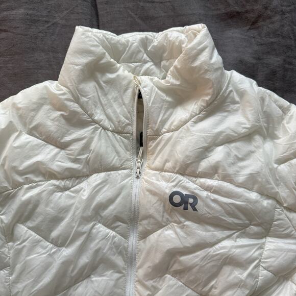 Outdoor Research Womens Light Puffer Jacket Superstrand Size XS White Zip - Picture 6 of 11